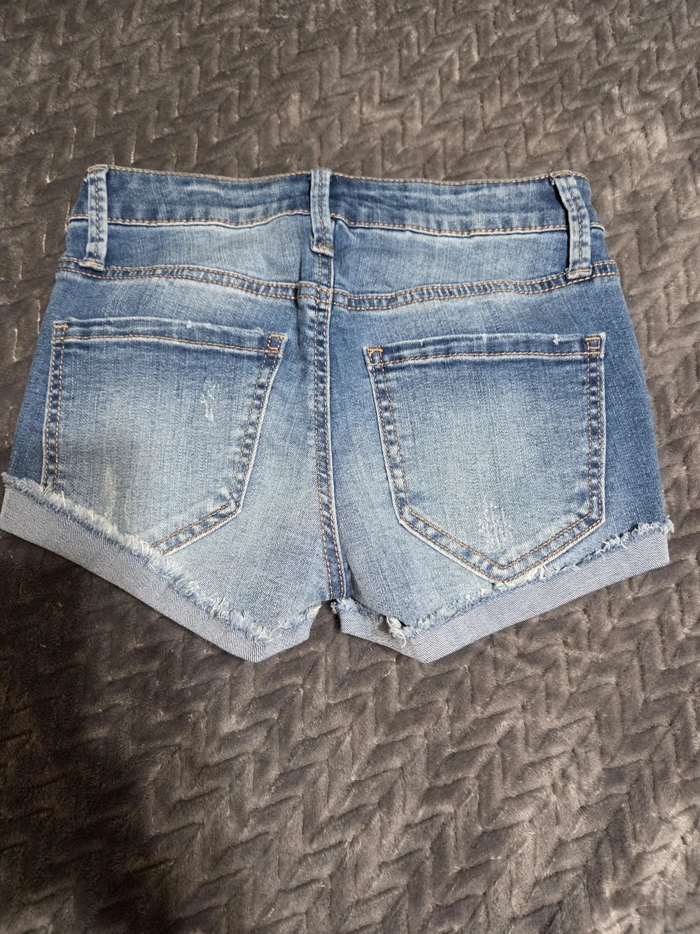 Mudd Medium Blue Distressed Cuffed Denim Shorts